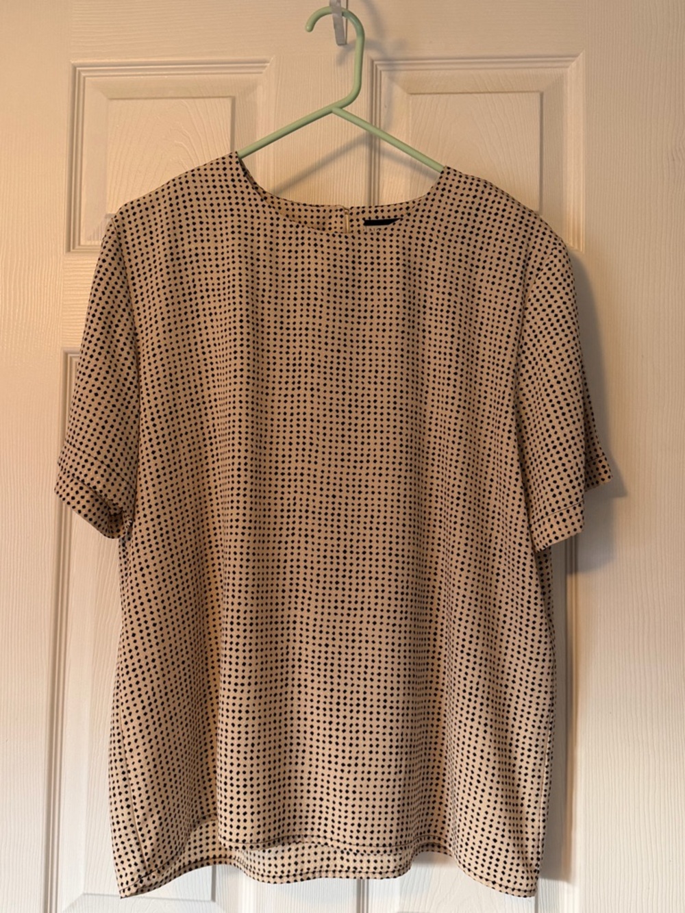 Women’s Large Notations Cream Blouse with Black Diamond Dots